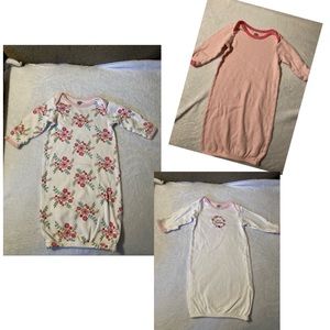 Bundle of 3 Luvable Friends baby girl 0-6 months Pullover Nightgowns